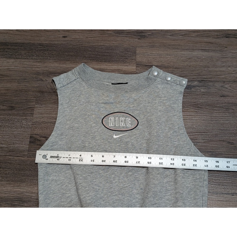 Nike Womens Heather Gray Sleeveless Athletic Romper Jumpsuit Snap Shoulder Small - Picture 2 of 6